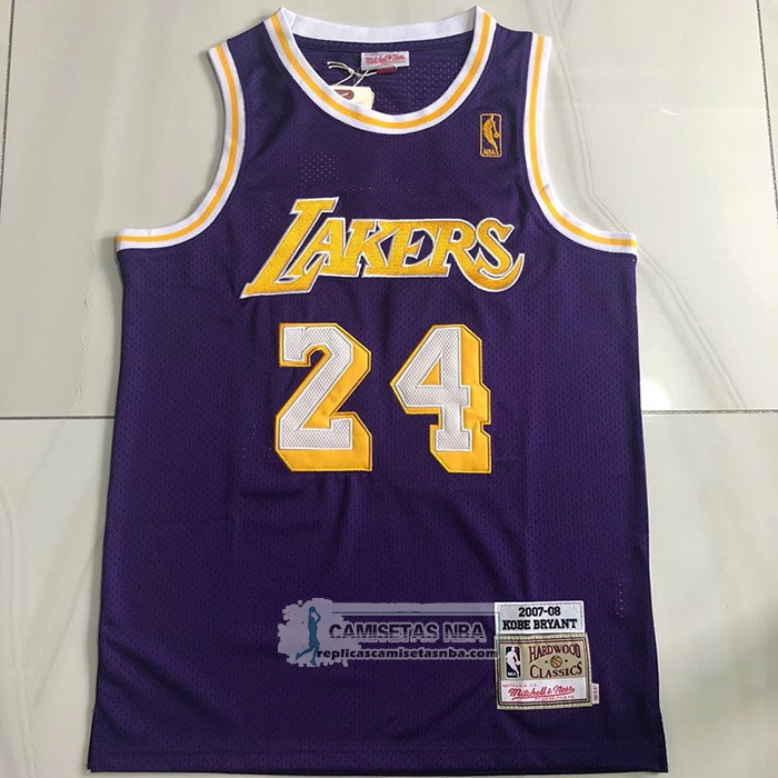 Camiseta Los Angeles Lakers Kobe Bryant NO 24 Mitchell & Ness 2007-08 Violeta